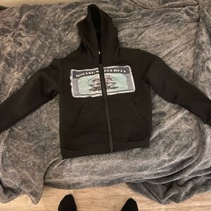 Men’s Small Black zip up hoodie with graphic on front and back